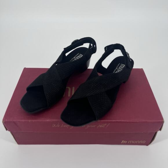 Munro JENNY BLACK LIZARD PRINT NUBUCK Sz 8.5 SS (super Slim) - Picture 1 of 9